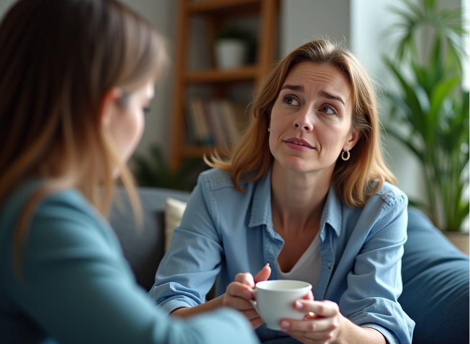 Madre recibiendo apoyo psicológico por estrés parental